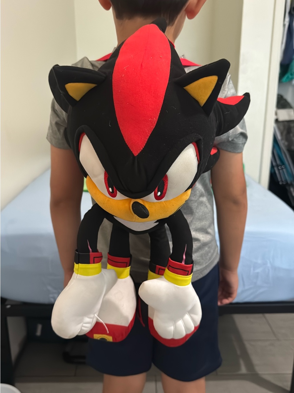 Black and Red Plush Character Backpack - Kids Stuffed Animal